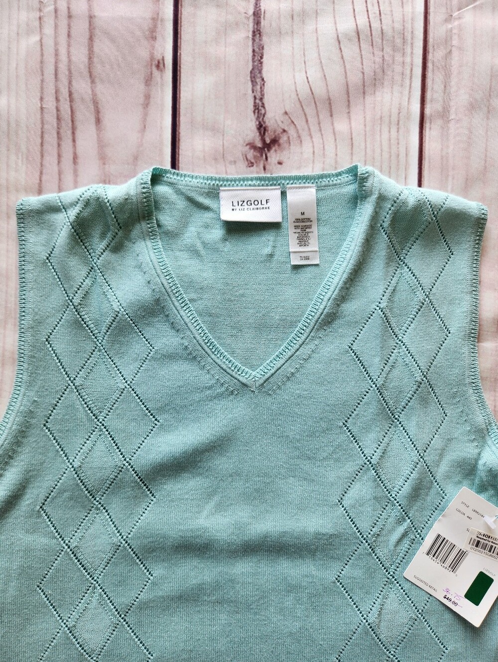 NWT LizGolf By Liz Claiborne Sleeveless Sweater Vest Aqua Blue | Women's Size M - Picture 2 of 6